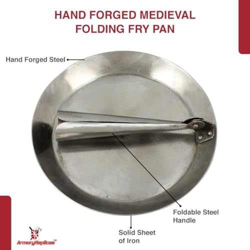 Armory Replicas™ Hand Forged Iron Frying Pan – 7.5" Medieval-Style Pan with Folding Handle for Gas, Wood & Open Fire Cooking - Image 3
