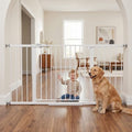 Mumeasy Extra Wide Baby Gate for Doorways, 36-63" Walk Thru Dog Gate with Auto Close Dual Swing for Stairs & Hallways, Easy Install Pressure Mounted Child Safety Gate for Toddlers & Pets Indoor, White by Mumeasy-FocusonBabyPetSafetyGate