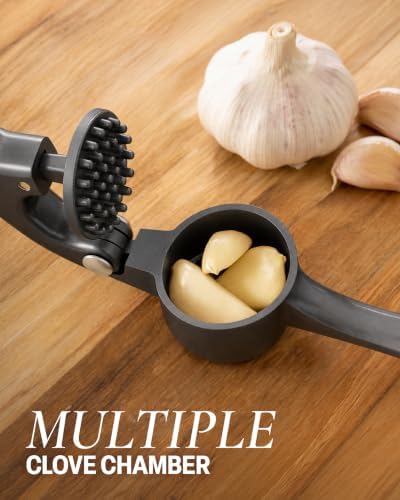 Zulay Kitchen Metal Garlic Press Garlic Mincer Tool Stainless Steel, Gray - Image 4