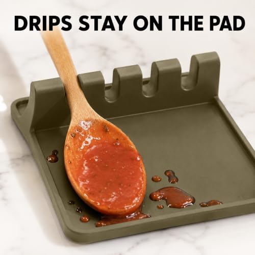 2 Pack Stone Silicone Kitchen Spoon Rest for Stove Top Spoon Holder Set - Image 4