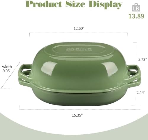 EDGING CASTING Enameled Cast Iron Oval Dutch Oven Pot with Lid, Dutch Oven for Sourdough Bread Baking, Bread Oven, Bread Dutch Oven, Oval Bread Pan, 7qt, Pistachio Green - Image 2