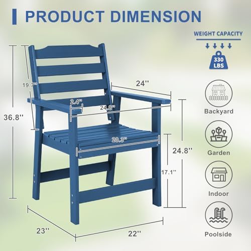 FUNBERRY Outdoor Dining Chair, HDPE All Weather Patio Chair for Outside - Image 6