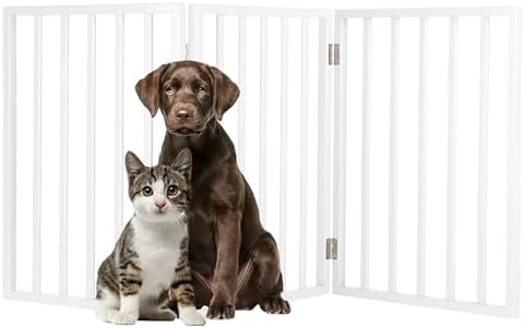 PETMAKER Pet Gate, 3 Panel Freestanding Dog Gate Indoor, White, 54” x 24” by PETMAKER