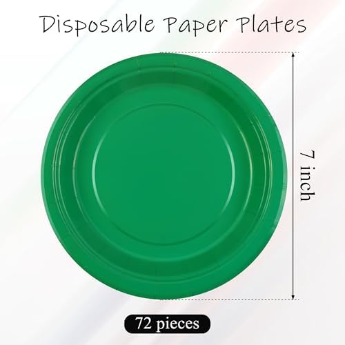 Breroa 72 Pcs Green Paper Plates 7 Inch Bulk Green Plates Disposable - Image 2