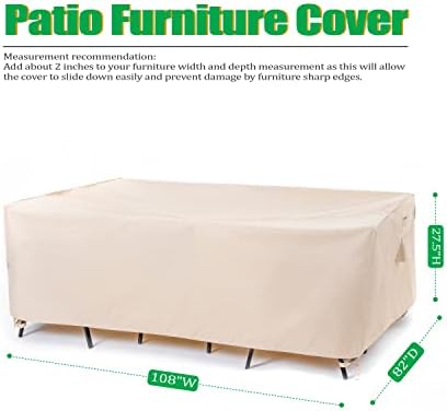 F&J Outdoors Patio Furniture Covers, Beige, 108"W x 82"D x 27.5"H - Image 2