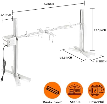Rotisserie Grill Kit, 52" Outdoor Electric Tripod Rotisserie Stand - Image 3
