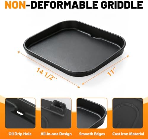 Griddle Plate and Grill Rack for Ninja Woodfire Grill OG700 Series, 2-in-1 Cast Iron Flat Top Griddle Pan and Stainless Steel Roast Rack, Fits OG701 OG751, Replacement Ninja Woodfire Grill Accessories - Image 3