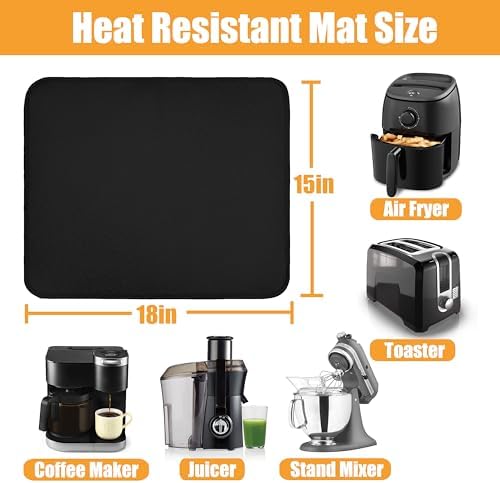 TOHONFOO Heat Resistant Mats for Countertop & Air Fryer, 18x15 in, Black - Image 4