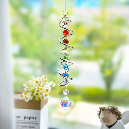 20.5in Crystal Sun Catcher with Chakra Beads Wind Spinner Decor - Image 3