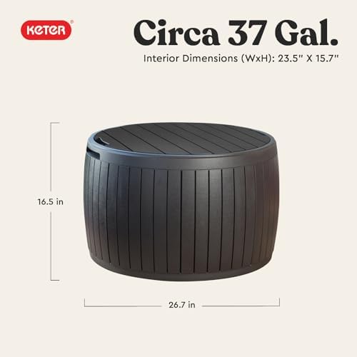 Keter Circa Outdoor Storage Deck Box, 37 Gallon, Brown - Image 2