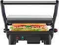 Chefman Electric Panini Press Grill, Compact 2-Slice Sandwich Maker, Non-Stick Coated Plates, Opens 180 Degrees, Dishwasher Safe, Removable Drip Tray, Stainless Steel/Black by Chefman