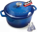 Mueller 6qt Enameled Cast Iron Dutch Oven, Heavy-Duty Casserole and Braiser Pan with Lid and Knob, Safe for All Cooktops, Aqua Blue by MUELLERHOME