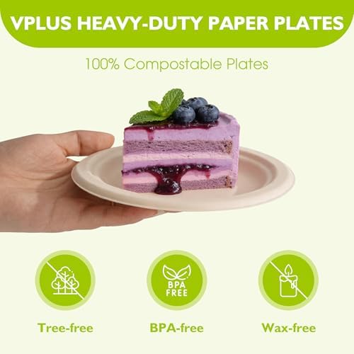 6 Inch 100 Pack Compostable Small Paper Plates - Image 4