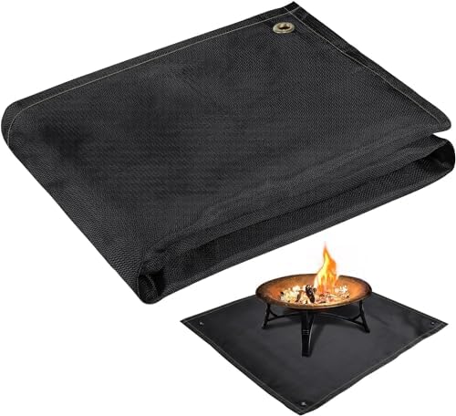 Fire Pit Mat, 37.8"x 39.4" Fireproof Blanket for Under Fire Pit, Black by PAMASE