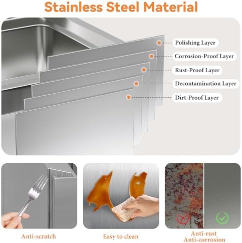 Jocisland 28-Inch Stainless Steel Outdoor Kitchen Drawer Cabinet - Image 4
