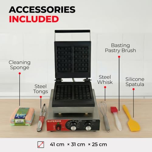 Superior Kitchen Equipment Commercial 2-Slice Square Belgian Waffle Maker - Image 2