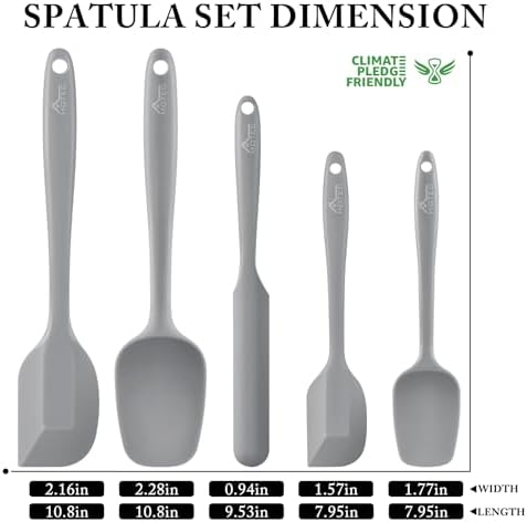 HOTEC BPA-Free Silicone Rubber Spatula Set, Grey, Set of 5 - Image 2
