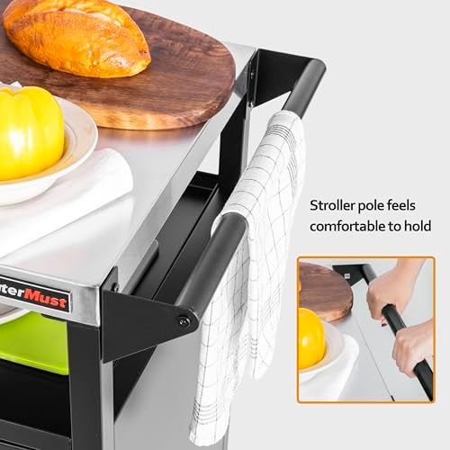 OuterMust Grill Table Outdoor Kitchen Cabinet, Moveable Outdoor Prep Table & Bar for Storage, Grilling and Pizza Oven, Multifunctional Silver & Black - Image 5