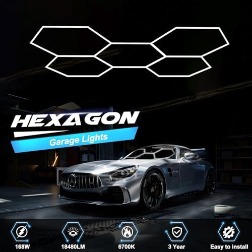 FERUERW Hexagon Garage Lights 5 Hex, App & Remote Control, DIY Color - Image 5