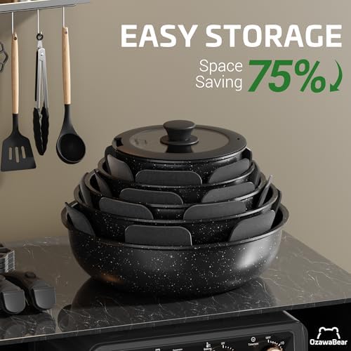 23 Pcs Pots and Pans Set Non Stick, Detachable Handle Cookware - Image 4
