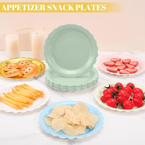 NatNarr 30 Pcs Dessert Plates Disposable, 7 Inch Scalloped White Plates Small Cake Birthday Plate for Wedding, Birthday, Bridal Shower (Pack of 2) - Image 6