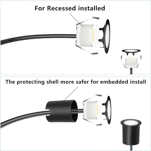 RNEHON LED Outdoor Deck Lights Kits with Protecting Shell, Φ1.18in Warm White 30 Pack, IP67 Waterproof Recessed Stair Step Landscape Lighting 12V Low Voltage for Yard Patio Floor Kitchen Decoration - Image 4