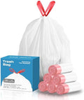 KdbK 13.2 Gallon Tall Kitchen Drawstring Trash Bags, 120 Count Pre-separated Garbage Bags, Unscented, Leak Proof, Waste Bag for Kitchen, Office, Home by trashcan