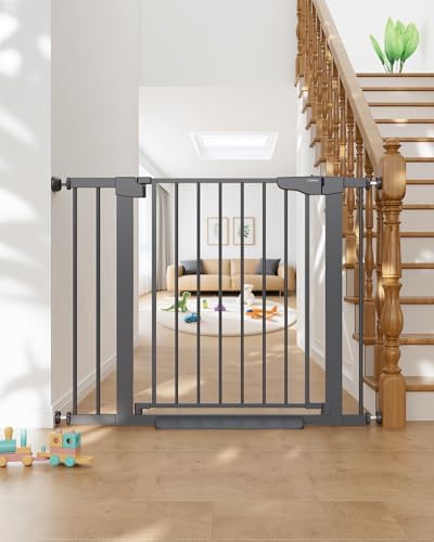 Cumbor 30-40.6 in Baby Gate for Stairs and Doorways, Dog Gate Cool Gray by Cumbor