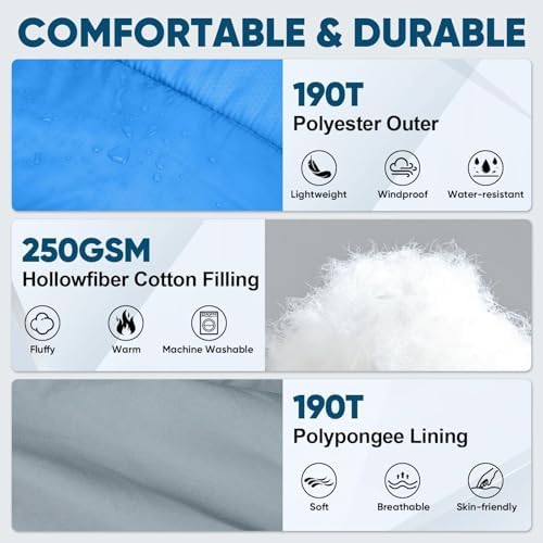 PTEROMY Sleeping Bags for Adults, Lightweight and Machine Washable, Water Resistant Backpacking Camping Sleeping Bag for Warm Cold Weather, Camping Essentials for Hiking Travel - Image 5