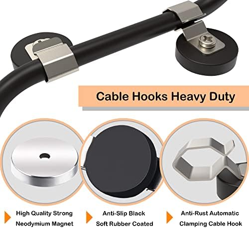 Magnetic Cable Clips, 8 PCS Strong Magnet Cord Holder, 4 PCS Heavy Duty Magnetic Grill Hooks, Magnetic Storage Hooks - Image 7