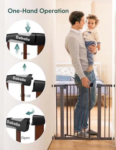 Babelio Baby Gate for Stairs No Drilling, 29-48 in PressGuard Dog Gate - Image 3