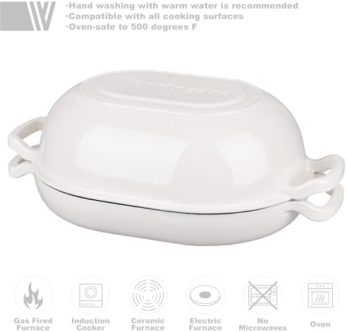 VORRINGARD Enameled Cast Iron Sourdough Bread Oven, Dutch Oven, Loaf Cast Iron Bread Pan for Homemade Bread Baking, Meatloaf Pan with Lid, 7QT, White - Image 3