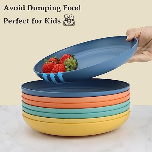 Wrova wheat straw bowls,plates,cups and cutlery sets 28 pcs - Dishwasher safe dish sets for kitchen, camping, indoors and outdoors.Green - Image 4