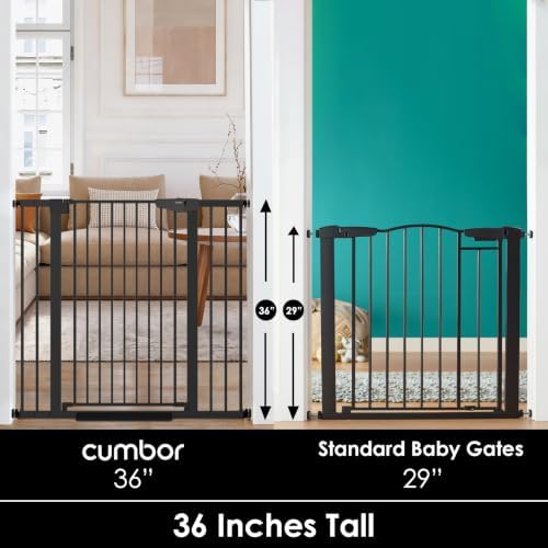 Cumbor 36" Extra Tall Baby Gate, 30-46" Dog Gate Indoor Black - Image 3