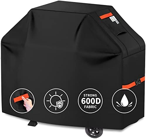 59“ Heavy Duty Outdoor Grill Cover, Universal Fit Waterproof BBQ Grill Protector with Adjustable Straps, Weatherproof Outdoor Gas Cover for All Seasons，Black by CUSSIOU