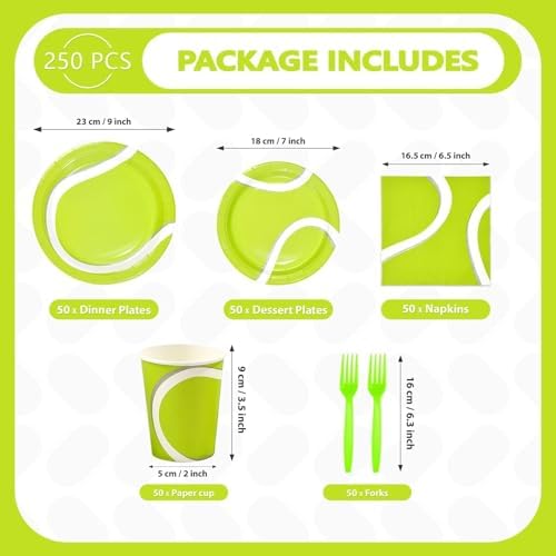 250Pcs Tennis Party Decorations for Sports Fans Kids Baby Shower Serves 50 - Image 2