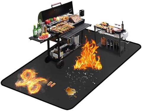 96 ×72 Inch Double-Sided Fireproof Under Grill Mats for Outdoor Grill by Youlvy