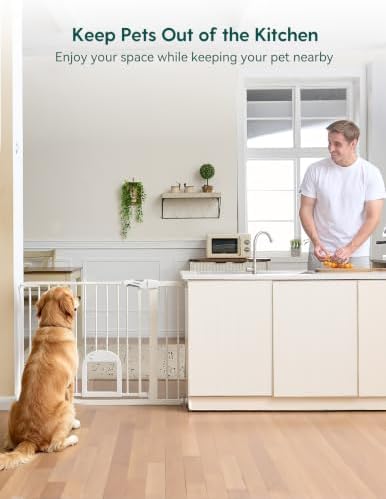 Babelio Extra Wide Dog Gate with Small Cat Door, CatPrivilege III, 29-55" - Image 6