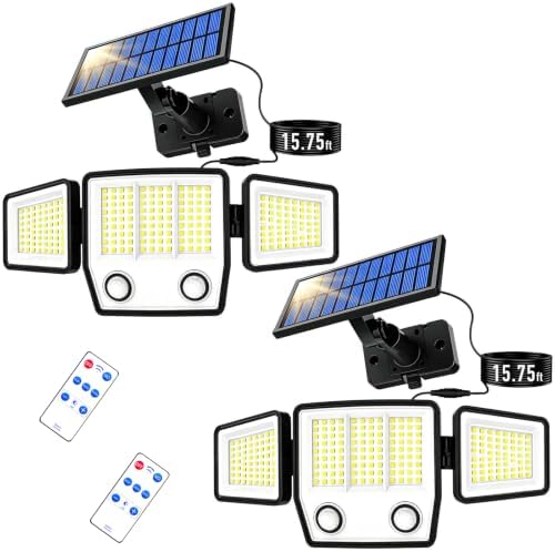 MDCMDCM Split Solar Lights Outdoor Waterproof with Dual Motion Sensors - 15.7ft Cable 3000LM Solar Security Light for Garden Patio Pathway Fence, IP65 Waterproof Solar Flood Lights for Outside by MDCMDCMSolarLightsOutdoor