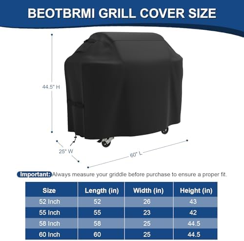 Grill Cover - 60 Inch Heavy Duty BBQ Gas Grill Cover for Outdoor Grill Waterproof Cover with Adjustable Straps Tear&Fade Resistant Protection for Weber, Char-Broil & 3–4 Burner Grills - Image 2