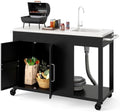 Happygrill 56" Outdoor Grill Table with Sink, Drainage & Storage Cabinet by HAPPYGRILL