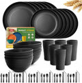 Teivio 24 Piece Flatware Plates and Bowl Set for 6, Dish Set for Kitchen by Teivio