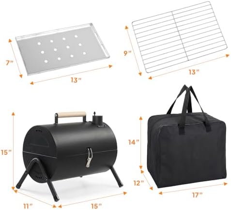 VINGLI Portable Double Sides Charcoal Grill, Wooden Handle, Storage Bag, Multi-functional Metal Compact Tabletop BBQ Outdoor Charcoal Grill for Camping Travel Picnic Patio - Image 6