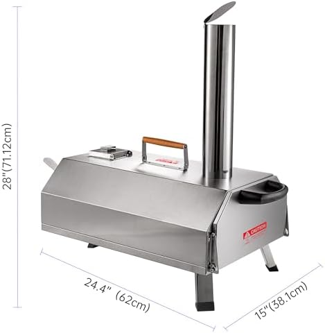 Stainless Steel Pizza Oven Outdoor 12" Automatic Rotatable Pizza Ovens,Portable Wood Fired Pizza Oven Pizza Maker with Timer, Built-in Thermometer,Pizza Cutter & Carry Bag - Image 6