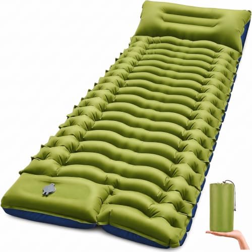 Overmont Ultralight Camping Sleeping Pad with Pillow and Built-in Foot Pump by Overmont