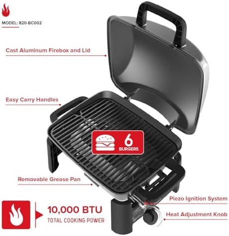 Nexgrill Tabletop 1 Burner Gas Grill, Compact with Cast Aluminum Frame - Image 3