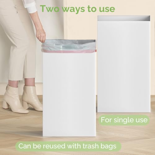 8 Pack 13 Gallon Disposable Trash Cans,21.6" H x 13.5" W x 10" D, White - Image 5