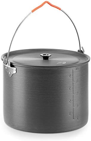 Naturehike 10.5 Quart Aluminum Hanging Pot, 6-8 Person Portable Camping Pot with Lid, Ultralight Outdoor Cooking Pot Cookware for Hiking Picnic Travel by Naturehike
