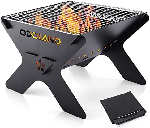 Odoland Camping Campfire Grill, Portable Folding Charcoal Grills for BBQ by Odoland