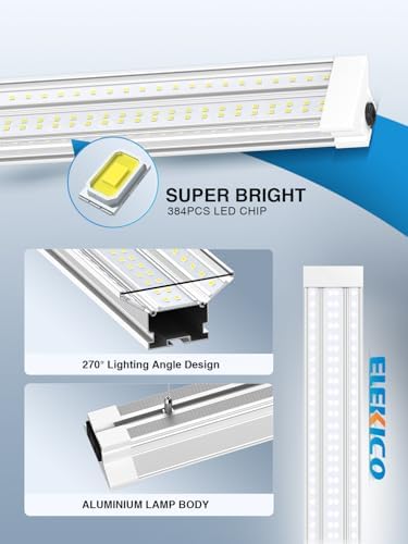 60W 4 Foot Led Shop Lights 2Pack Linkable Ceiling Or Hanging Mount for Shop - Image 3